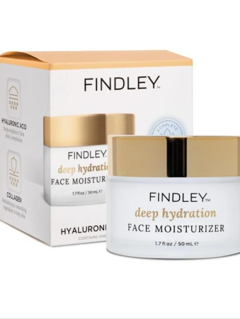 Findley Deep Hydration Face Moisturizer. Hyaluronic & Collagen. NIB. Unisex